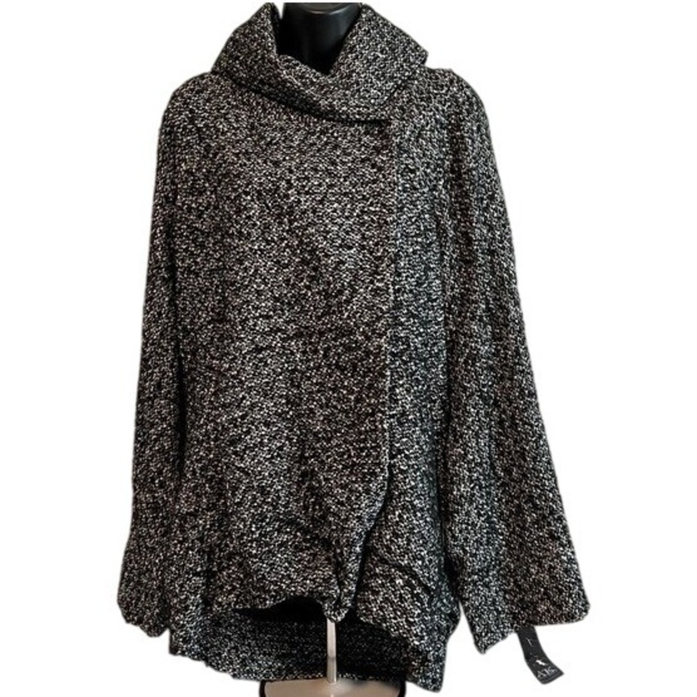 Anne Klein Women's Cape Poncho Snap Buttons Acrylic Blend‎ Tweed Small New Chic